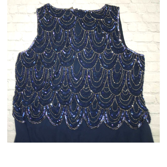 J Kara Navy Sequin Pop Over Dress no scarf, NWT, Sz 24W - Picture 5 of 6